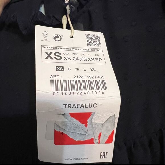 ZARA Navy Ruffle Top Women’s Sz X-Small NWT 🏷 trafaiuc collection - Picture 12 of 14